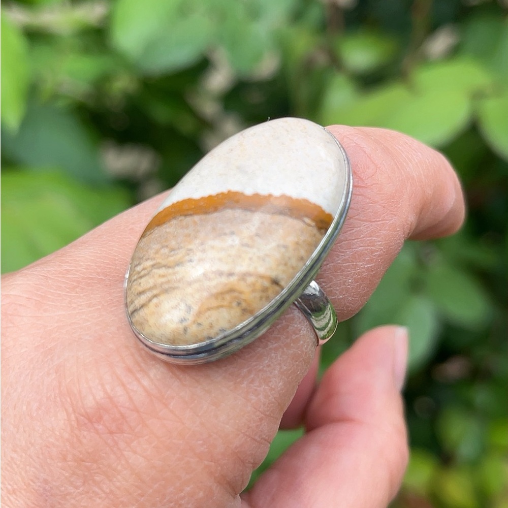 Size‎ 8.5 925 silver plated picture jasper ring - Picture 7 of 7